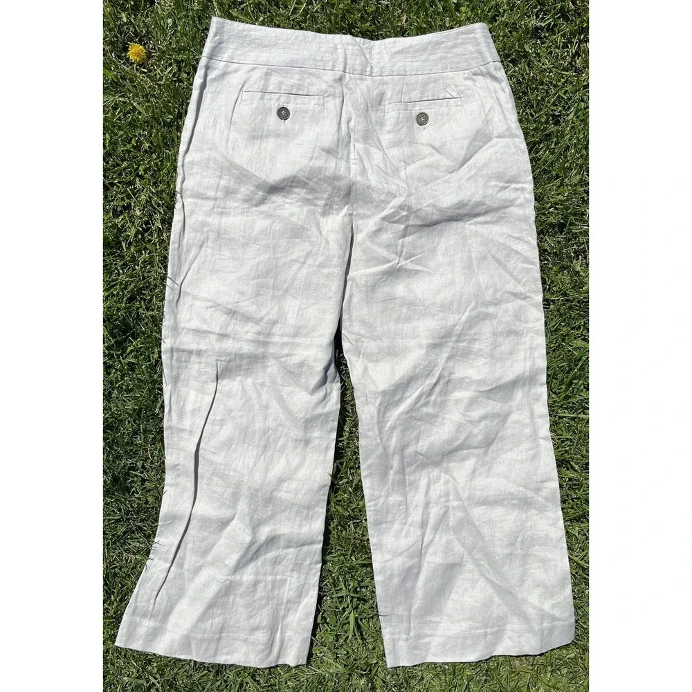 Workshop Andrea Jovine Pants Womens 8 Linen Cropped Wide Leg Chambray - Picture 7 of 9